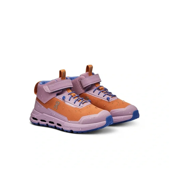 NIB On Running Cloudhero Mid Waterproof Hiking Shoes Orange/Lavender 1.5 Kids - Picture 1 of 10
